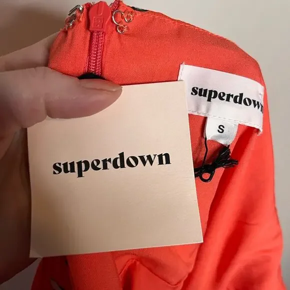 NWT SUPERDOWN cherry print mini “merci” dress red/white summer size small - Picture 5 of 8